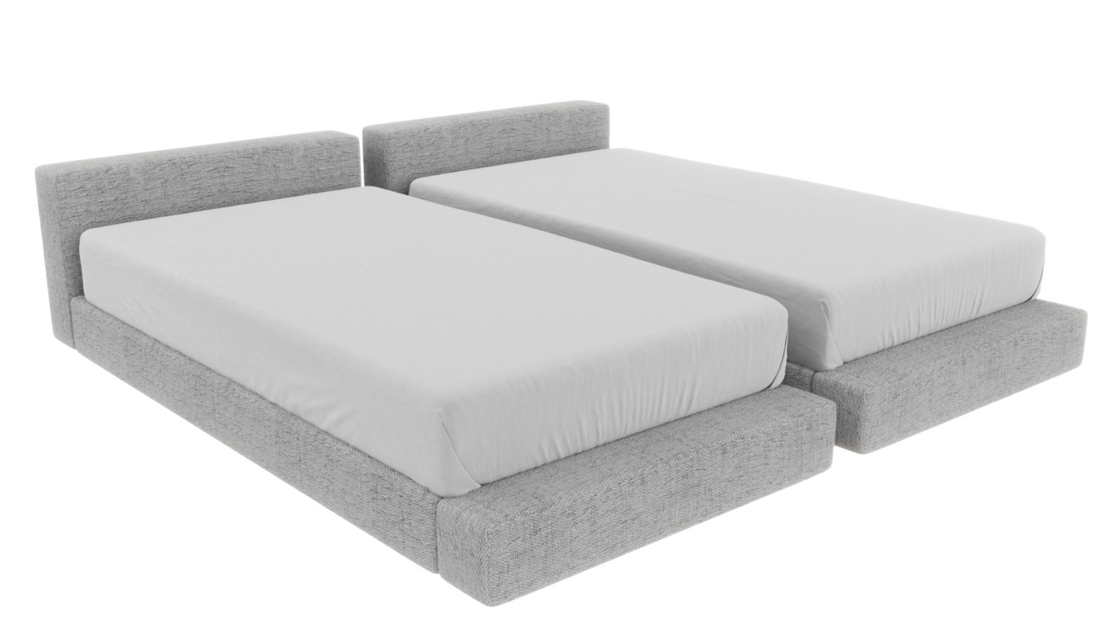 Two single beds with a gap between them